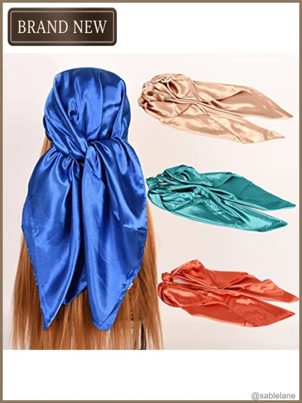 Satin Head Scarf Large Square Scarf Silk Feeling Hair Wrapping Scarf for Women